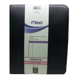 Mead Padfolio 8 1/2 Inch x 11 Inch, Black Color, Zippered, Writing Pad 