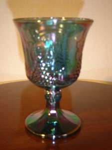 INDIANA GLASS CO.CARNIVAL GLASS HARVEST BLUE GOBLET EX  