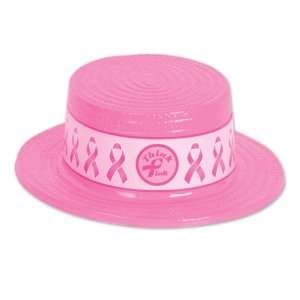  Pink Plastic Skimmer w/Pink Ribbon Band Case Pack 144 