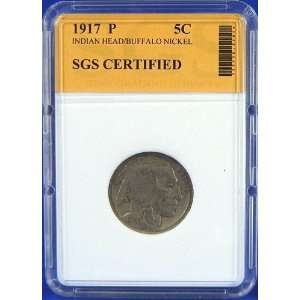  1917 P Indian Head / Buffalo Nickel Certified by SGS 