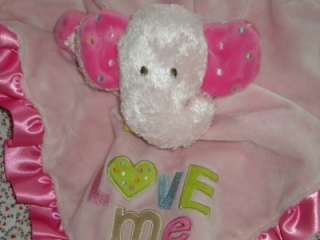 Carters Love Me Pink Elephant Security Blanket Lovey Plush Rattle 