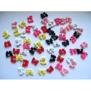  Nail Art 3d 50 Pieces Mix Color Bow Tie/Rhinestone for Nails 
