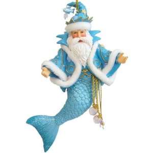 Diamonds King Neptune Merman Ornament Long White Beard with Santa Look 