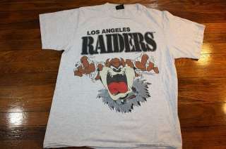 vtg 90s 1991 LOS ANGELES RAIDERS shirt * TAZ * heather gray  