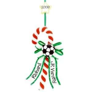  Soccer Candy Cane Ornament
