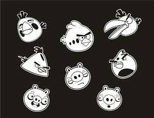 Angry Birds, 3 Pigs, Vinyl Stickers/ Decals (white)  