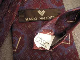 Vtg 80s Mens MARIO VALENTINO Made in USA Wide Geo Prt ITALIAN SILK MOD 