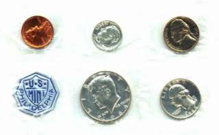   us mint proof set 5 coins envelope paper included philadelphia silver