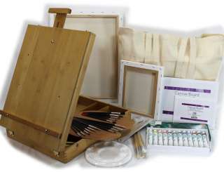 NEW ACRYLIC ART SUPPLIES W/ TABLE EASEL, BRUSHES & MORE 628586478787 