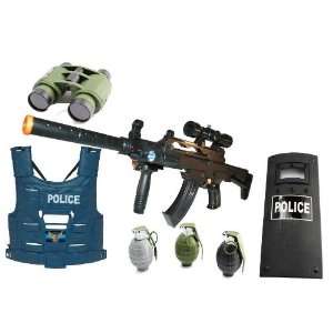   , Police Swat Vest, 3 Realistic Grenades, Riot Shield Toys & Games