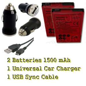  HTC EVO 4G 2X Battery + Universal Car Auto Charger + USB 