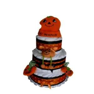     Halloween/pumpkin Inspired New Baby Diaper Cake Gift Set   3 Tier