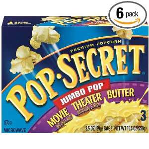   Movie Butter, Microwavable Popcorn, 3  3.2 oz packs, 9.6 Ounce Box