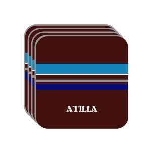 Personal Name Gift   ATILLA Set of 4 Mini Mousepad Coasters (blue 