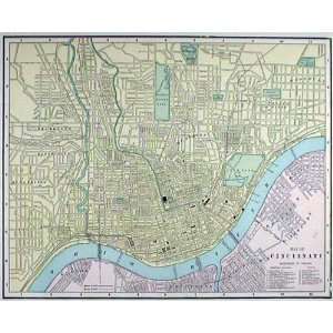  Cram 1892 Antique Map of Cincinnati, Ohio