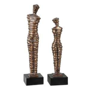   21 Wrapped Mummies, Sculpture, S/2 Copper Bronze With Dark Undertones