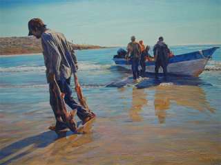 Big Mexican Sea fisherman Painting by Master Becris Rosarito Baja 