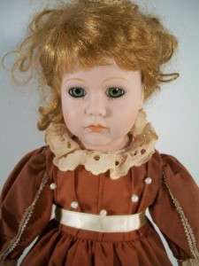 Unmarked Porcelain Doll Red Hair Green Eyes 16  