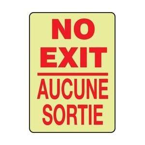  NO EXIT (BILINGUAL FRENCH   AUCUNE SORTIE) Sign   14 x 10 