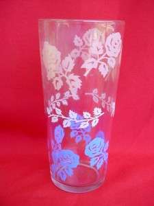 Vintage JAM JELLY JAR GLASS BLUE PINK FLORAL ROSES?  