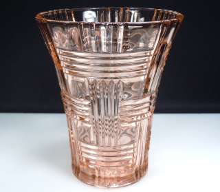 Pink Depression Glass Criss Cross Vase  