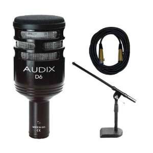  Audix D6 Kick Drum Mic w Stand Cable Dynamic Musical 