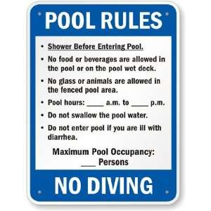  Florida Custom Pool Rules Sign Polyethylene Signs, 24 x 