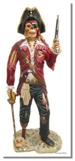 Lifesize PIRATE SKELETON STATUE undead caribbean old style sculpture 