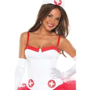  2 pc nurse bustier w/nursing cap white md