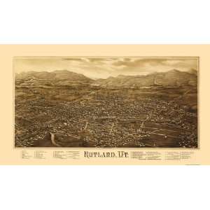  RUTLAND VERMONT (VT) PANORAMIC MAP BY L.R. BURLEIGH 1885 