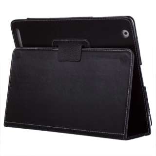 Black Leather Case Cover with Stand for Apple iPad 2  