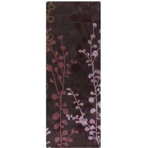 Surya Cosmo Ultra Plum Grape Flowers Contemporary 26 x 8 Runner Rug 
