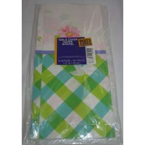  Party Express Green Check Table Cover 54 in X 100 in 