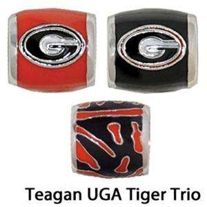 UGA Dawgs Trio 925 Silver/Enamel Teagan beads 4 Bracelets  