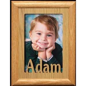  5x7 Adam ~ Portrait Laser Cut Oak PHOTO NAME FRAME ~ Holds 