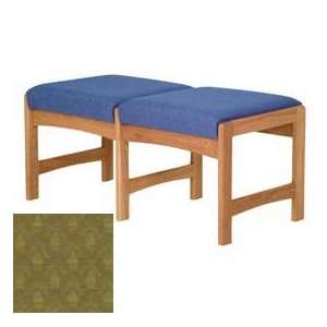  Two Person Bench   Medium Oak/Olive Arch Pattern Fabric 