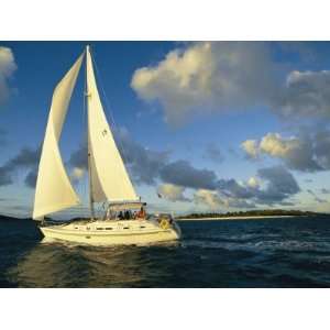 Sailboat Cruising off the Coast of the British Virgin Islands 