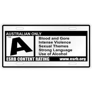    Australian Only / E S R B Parodie Australia License Plate Country