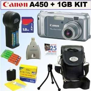  Canon PowerShot A450 5.0MP Digital Camera + 1GB Deluxe Kit 