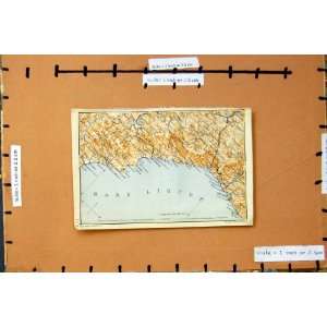 1909 MAP ITALY SAVONA GENOVA SESTRI MARE LIGURE COLOUR  