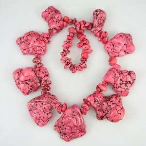  33 50mm pink turquoise spiderweb nugget chip beads 18 