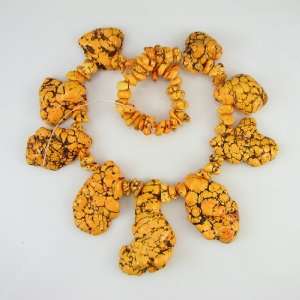  30 65mm orange turquoise spiderweb nugget chip beads 18 