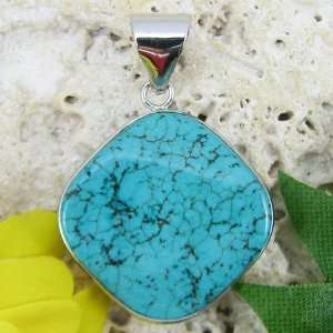  26mm green turquoise wavy diamond pendant bead