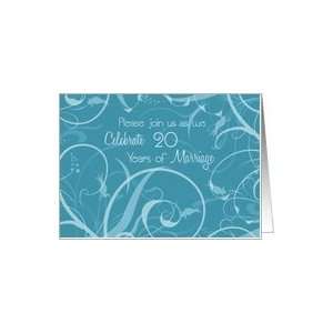  Turquoise Swirls 20th Wedding Anniversary Invitation Card 