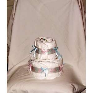 Perfect Baby Feet Neutral 2 Tier Diaper Cake. The Perfect Baby Shower 