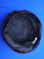 Vintage 60s Rich Brown Fur hat w/ Black Satin Tim  