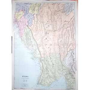  STANFORD MAP 1904 BURMA BENGAL SIAM CHEDUBA TIPPERAH