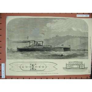   1873 Dicey Channel Steamer Deck Plan Saloon Deck Print