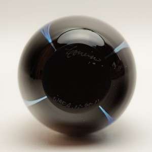 Iridescent Vintage Correia Studio Art Glass Black & Silver Egg Shape 