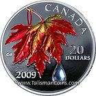 Canada 2009 Color $20 Pure Silver Maple Leaf Autumn w Swarovski 